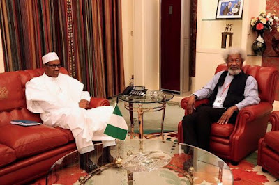 Photos: Prof. Wole Soyinka pays courtesy visit to Pres. Buhari in Abuja