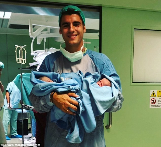Chelsea striker Alvaro Morata shares touching message as he welcomes twins with wife Alice Campello?(Photos)