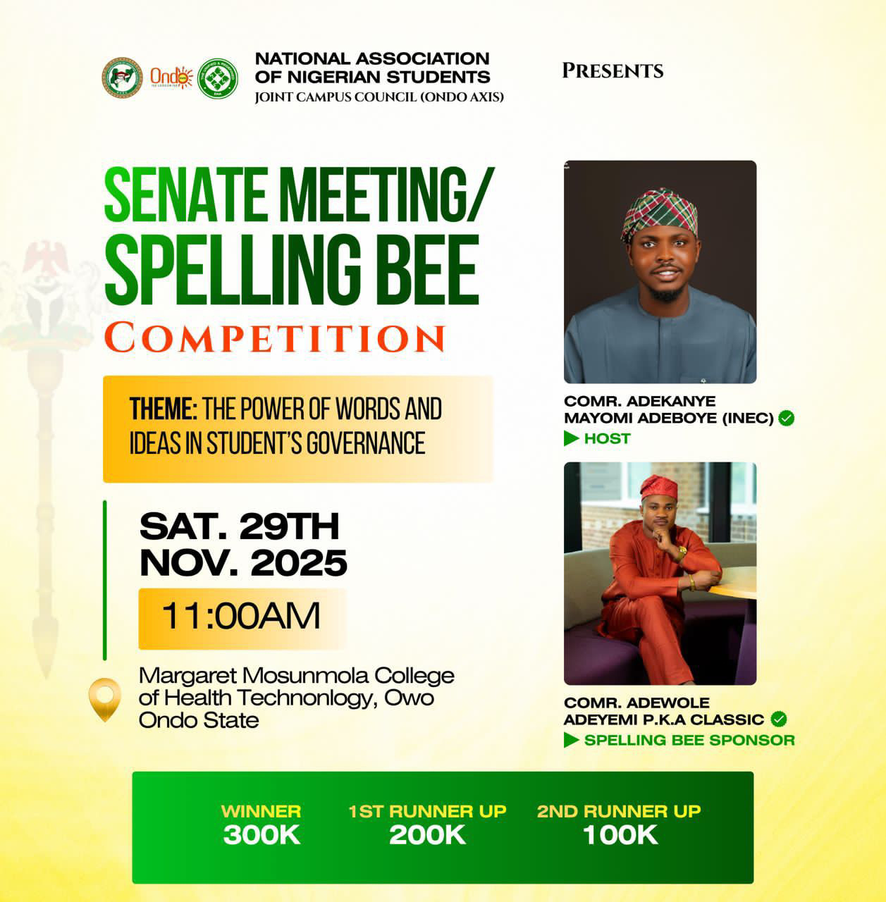 ONDO STUDENTS GEAR UP FOR NANS JCC SENATE MEETING AND SPELLING BEE 2025